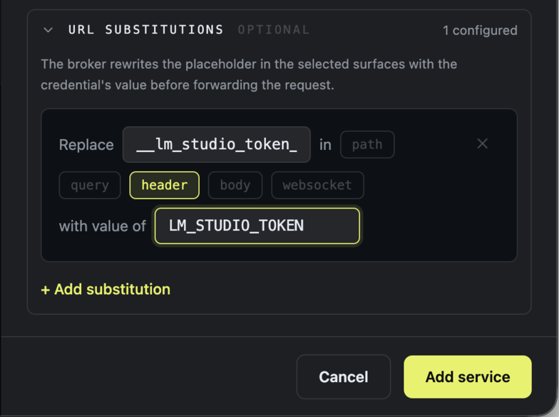 Agent Vault - Add Service 2